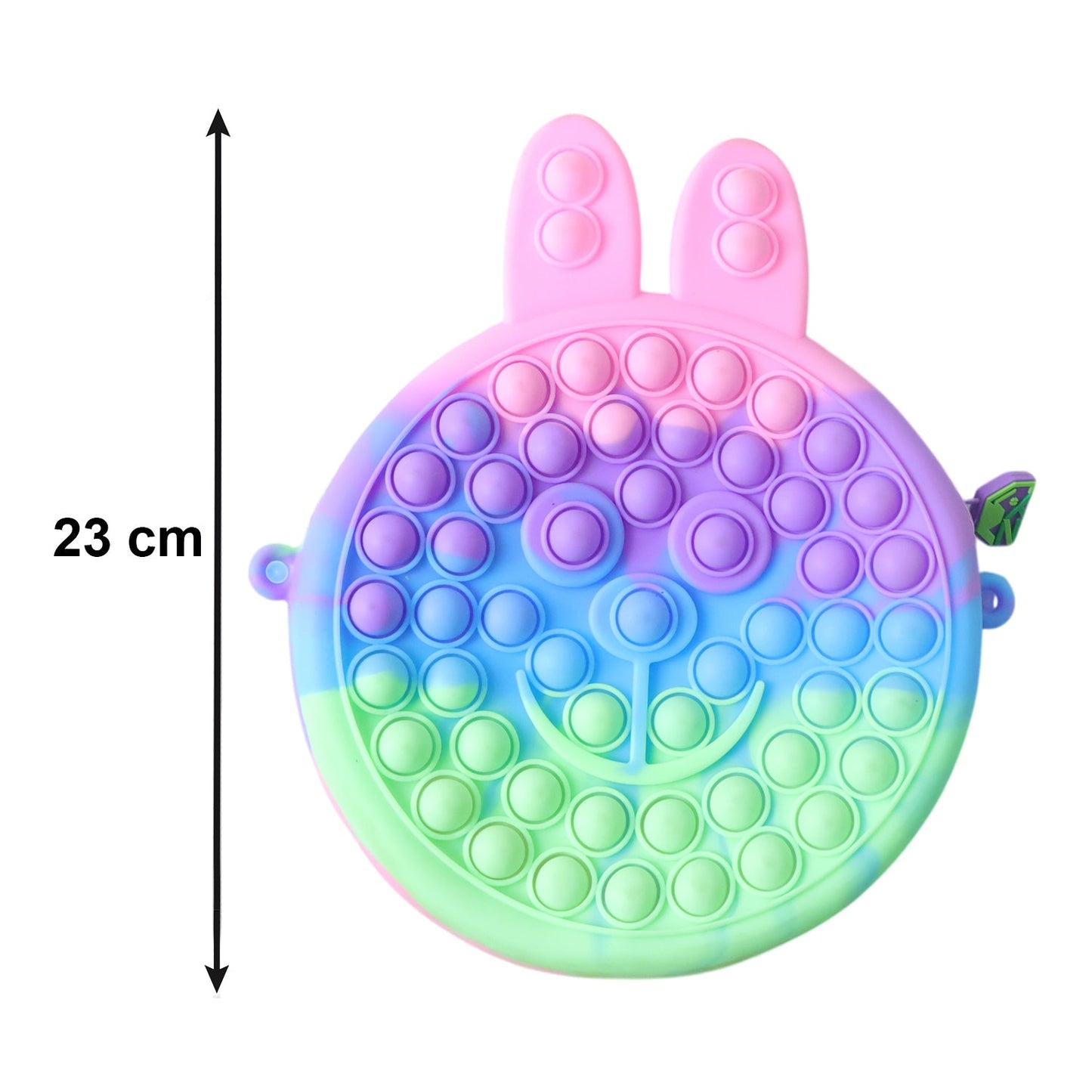 Close-up of caterpillar Pop It bubble surface on silicone pencil pouch