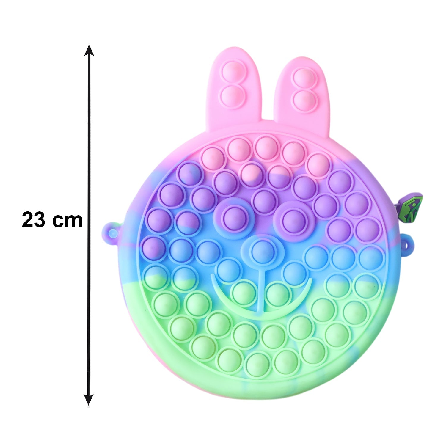 Close-up of caterpillar Pop It bubble surface on silicone pencil pouch