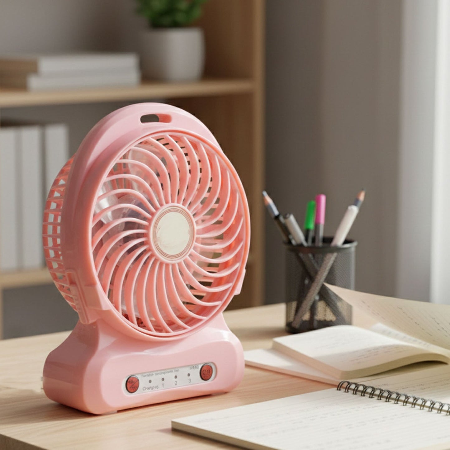 USB powered portable desk fan with adjustable speed control