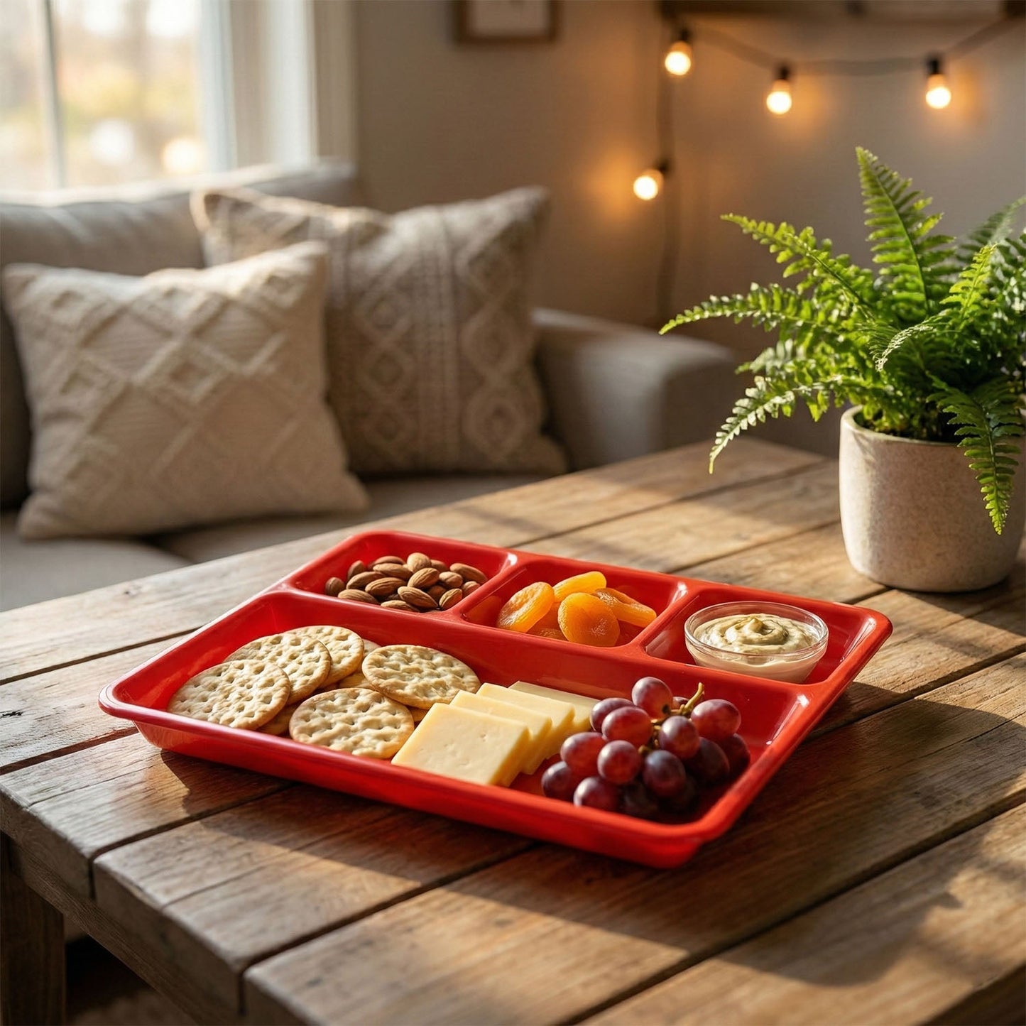 Plastic compartment serving tray ideal for food portion control