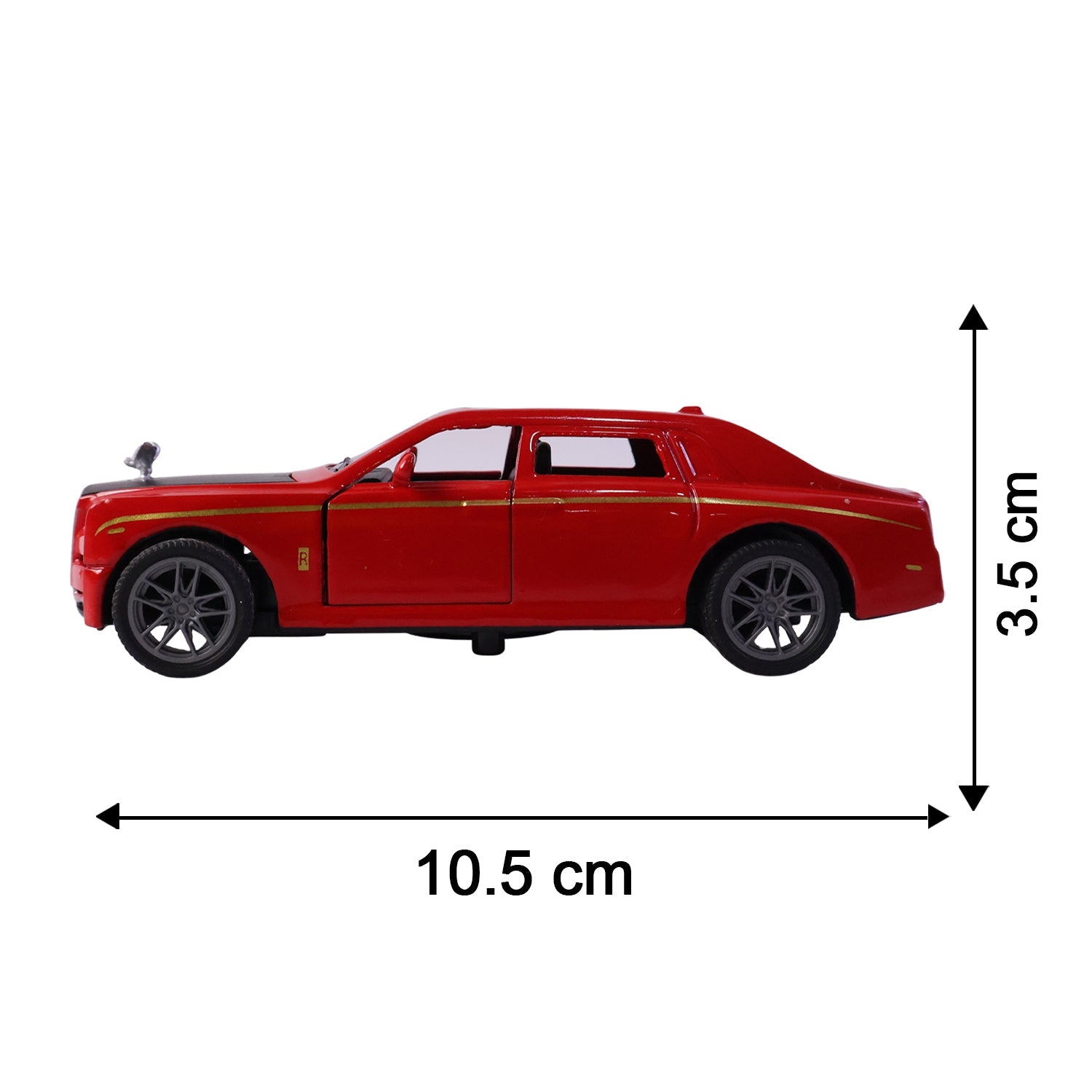 Size guide for miniature luxury sedan die-cast model