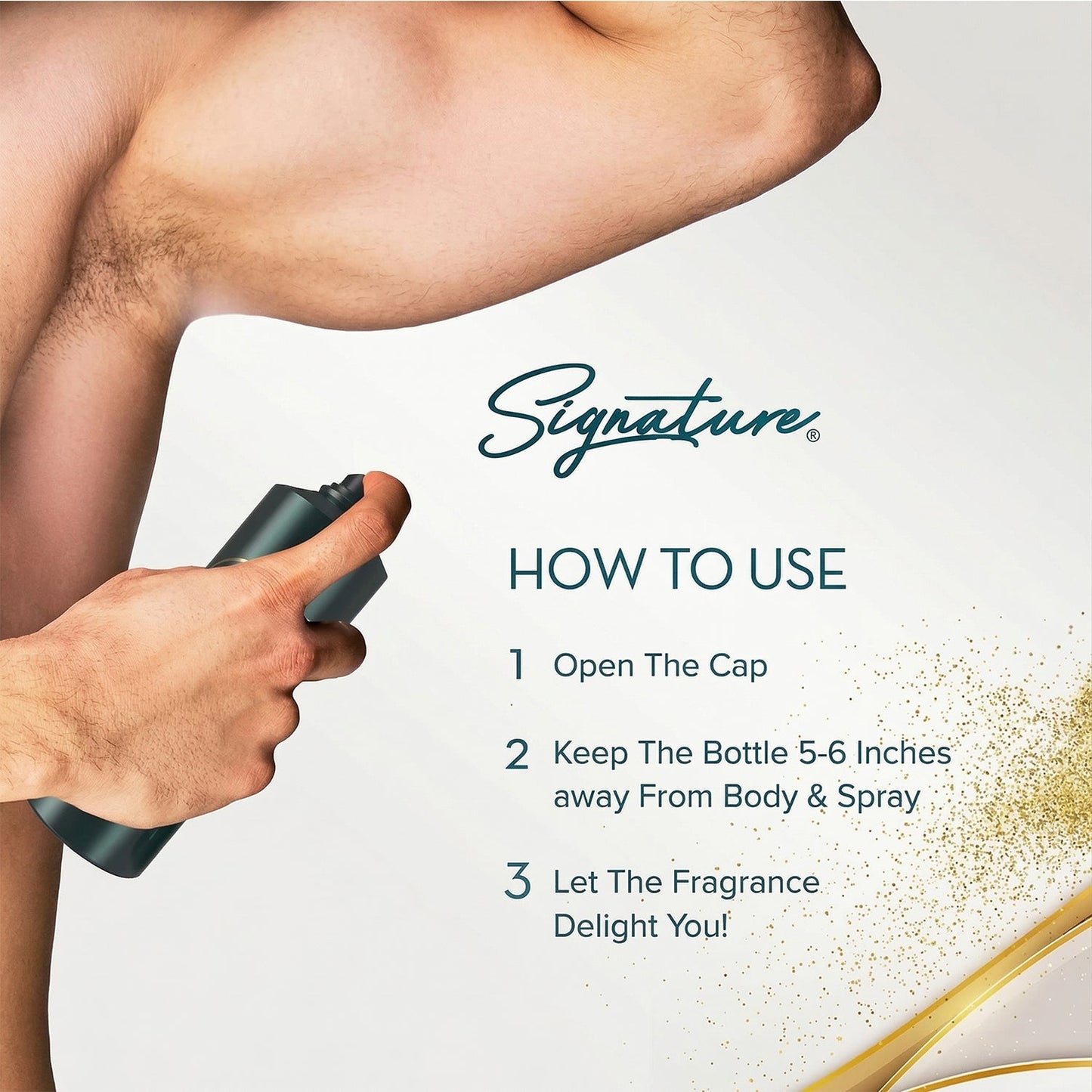 Signature brand deodorant spray with refreshing scent for men
