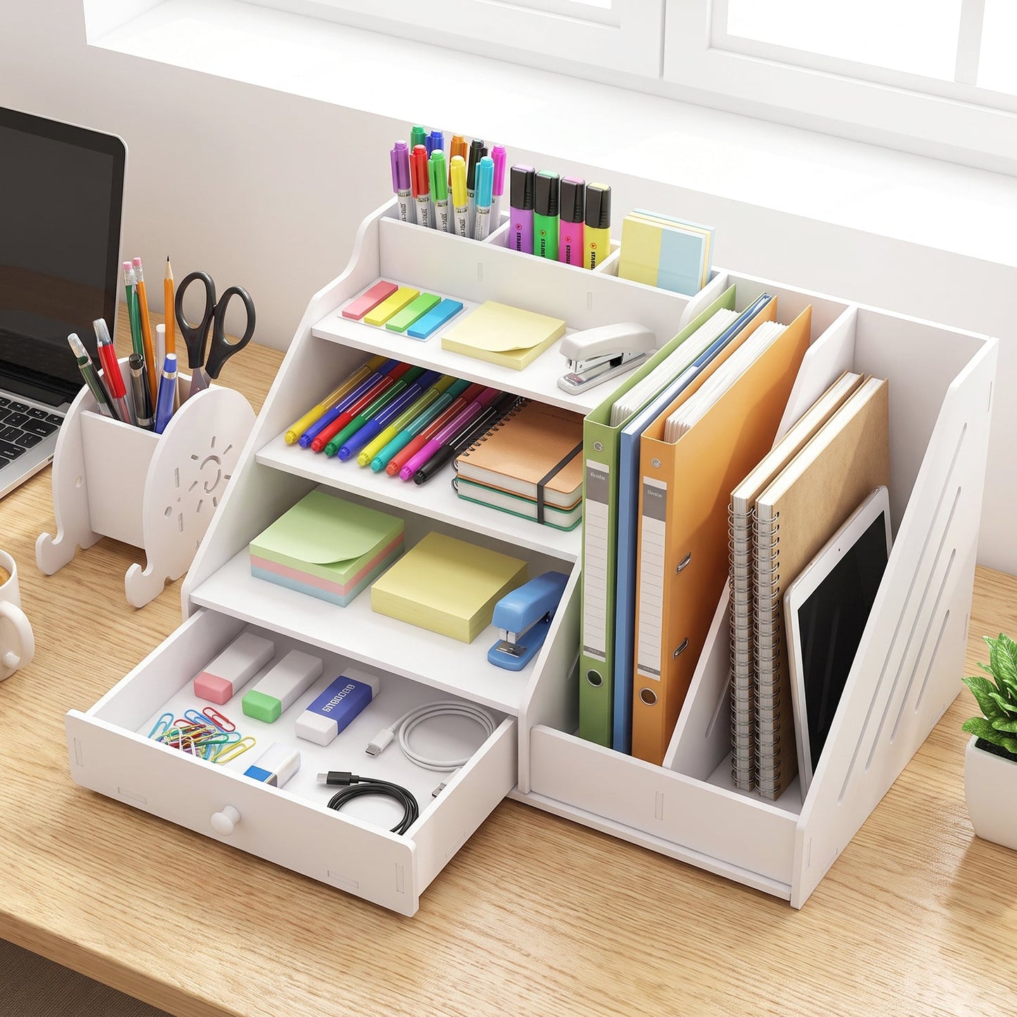 Desk organizer file rack section