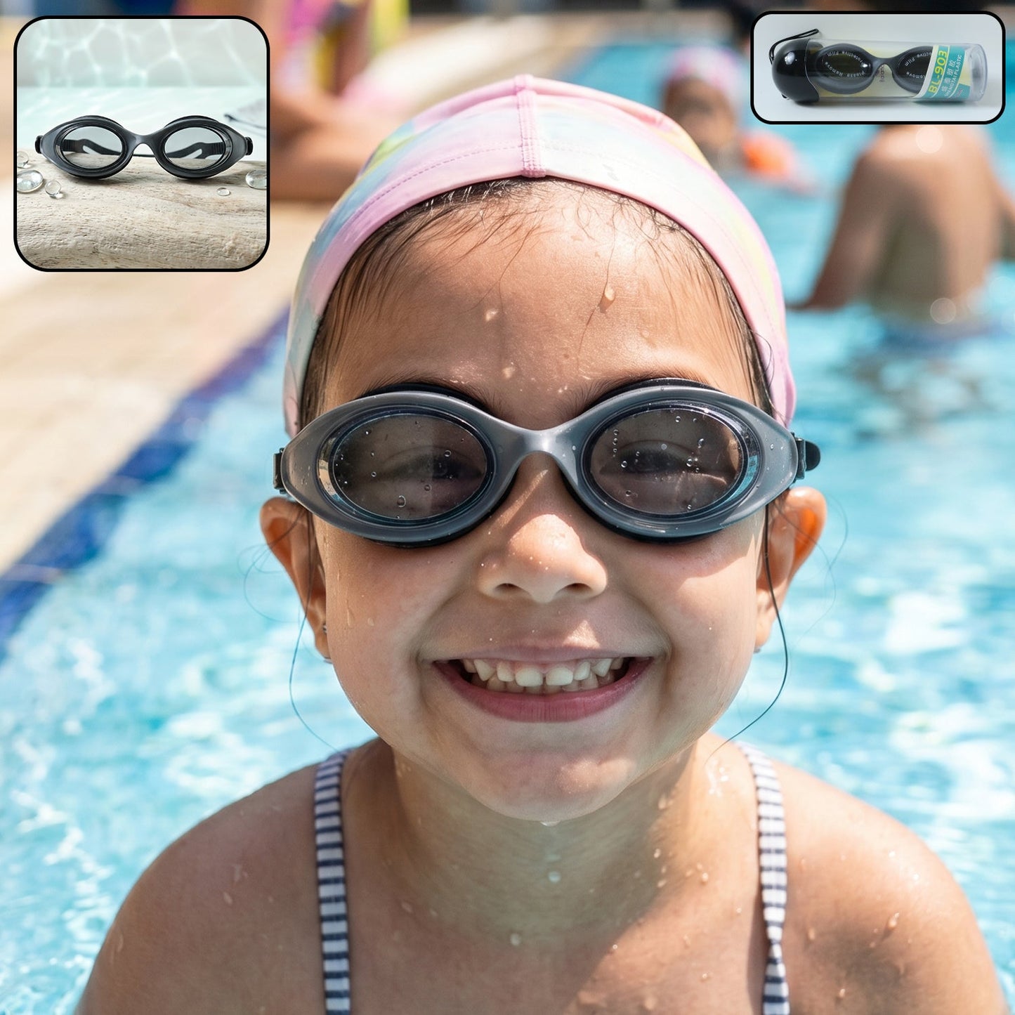 Kids UV protection swimming goggles with anti-fog lens and comfortable fit