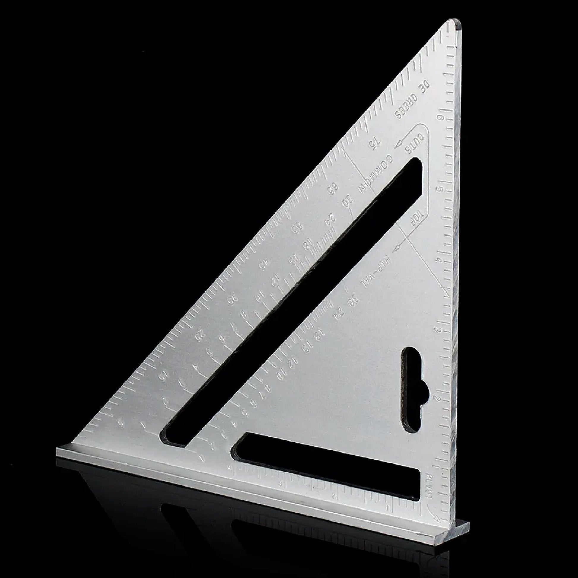 The BoltForce Rafter Square demonstrating roof pitch measurement capabilities.