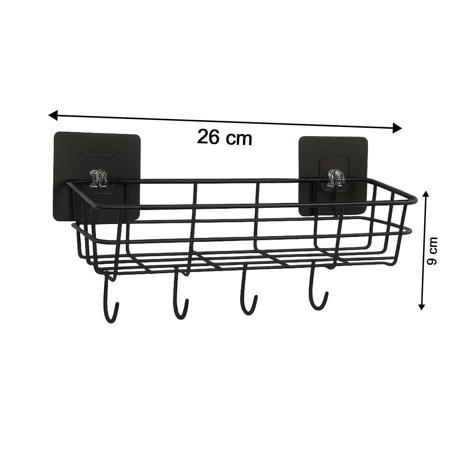 Kitchen organizer showing design details of self-adhesive wall basket