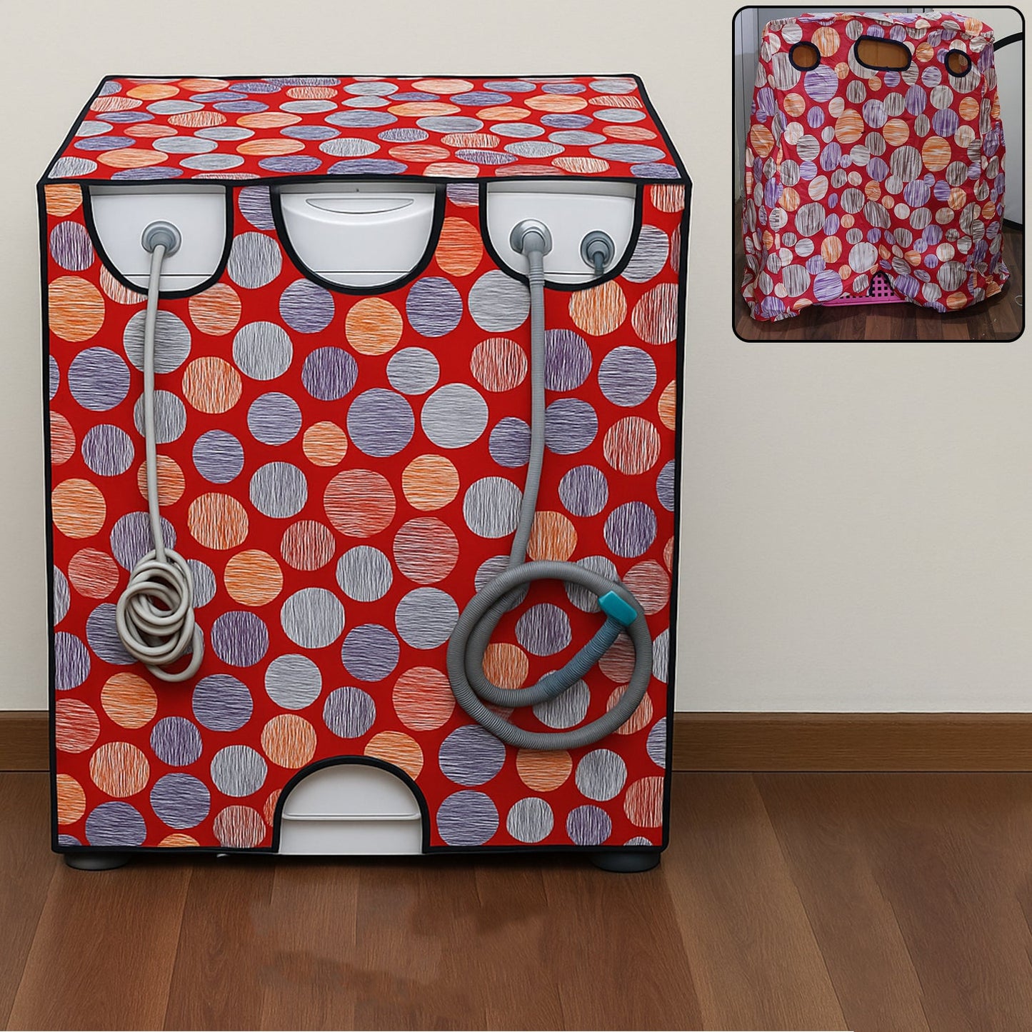 Full zipper enclosure on waterproof washing machine cover for easy access