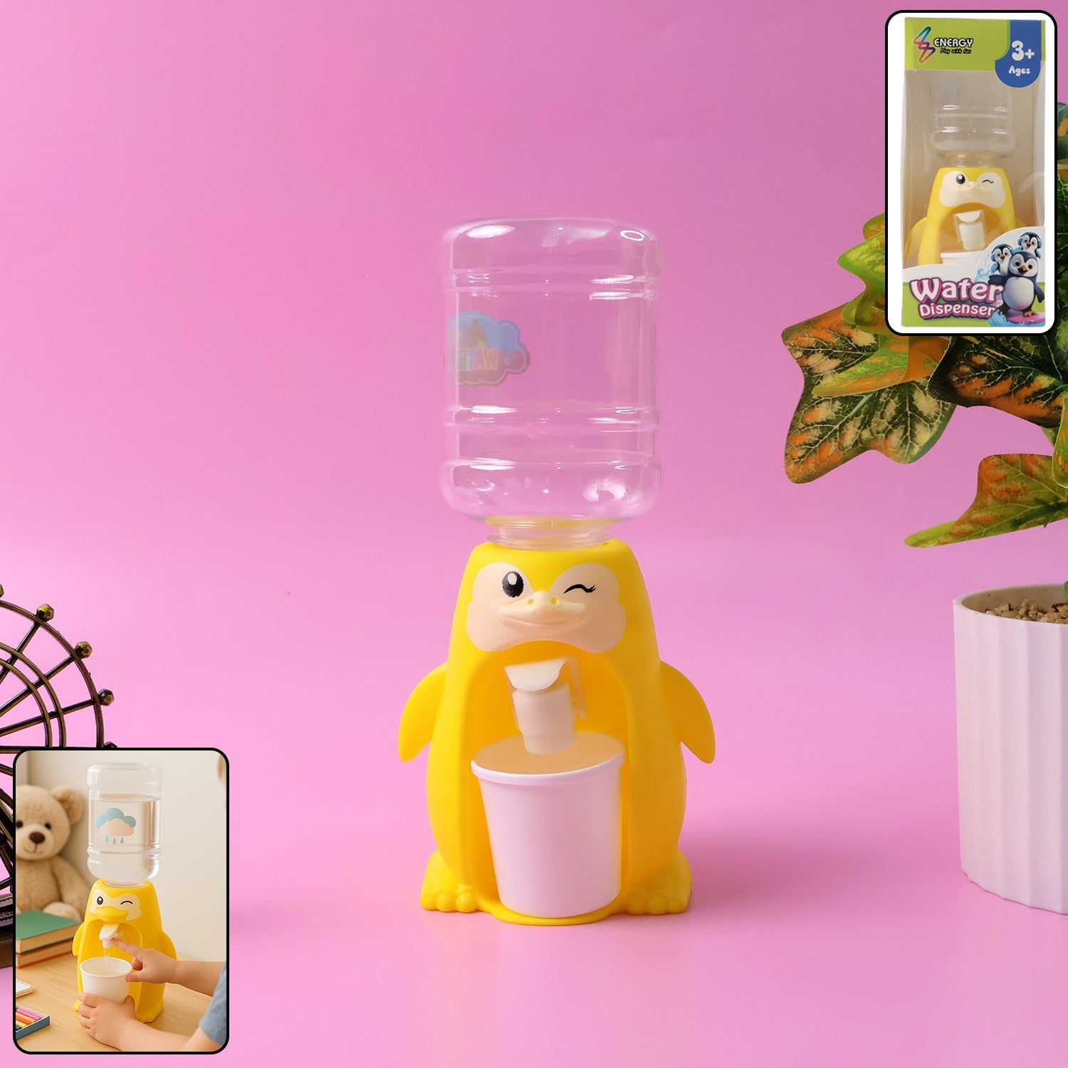 Kids water dispenser toy with fruity character design for tabletop play