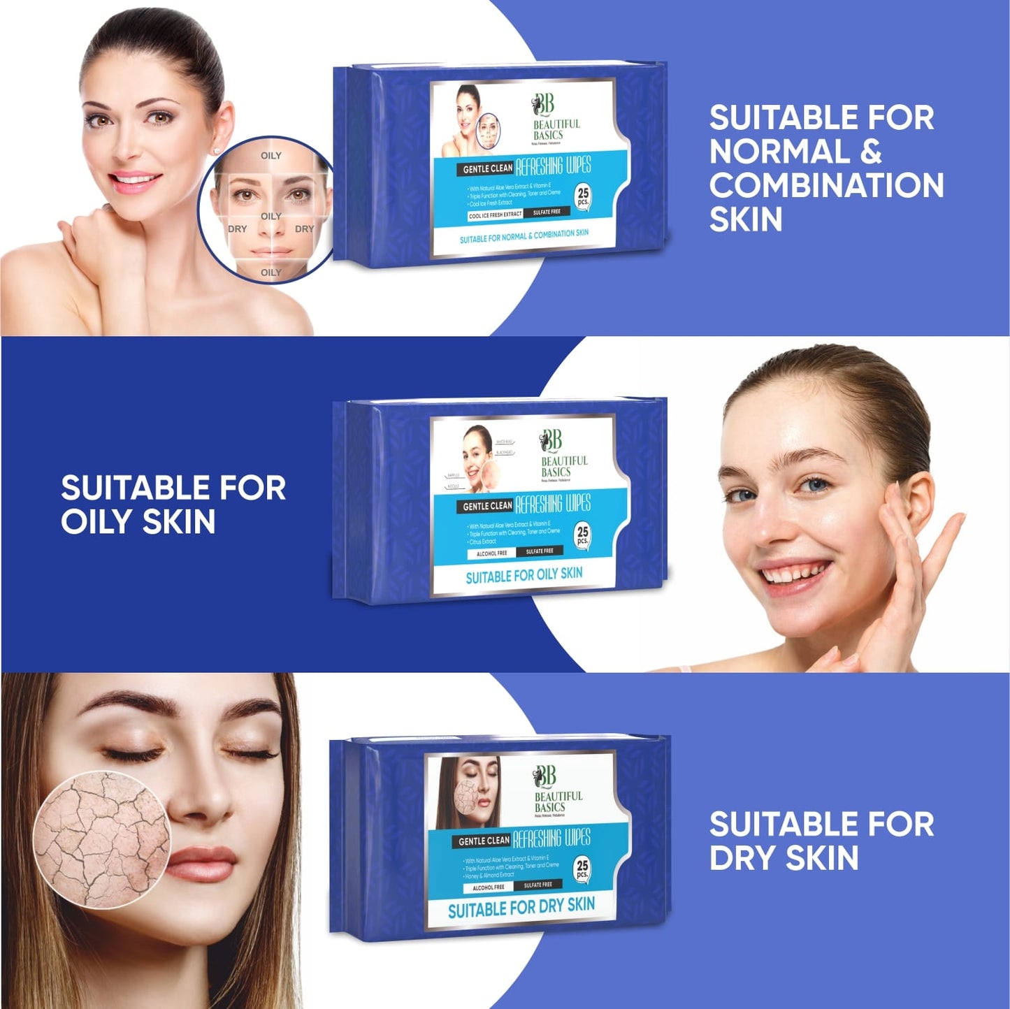 Beautiful Basics Wet Face Wipes pack displayed cleanly on a bright white background.
