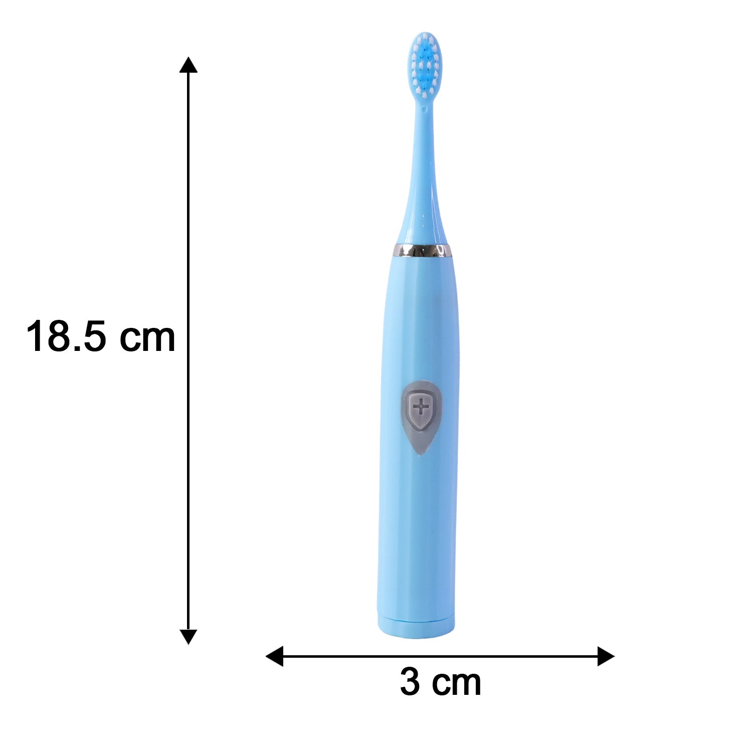 A diagram illustrating the dimensions of the electric toothbrush: 20cm length, 6cm breadth, 3cm height.