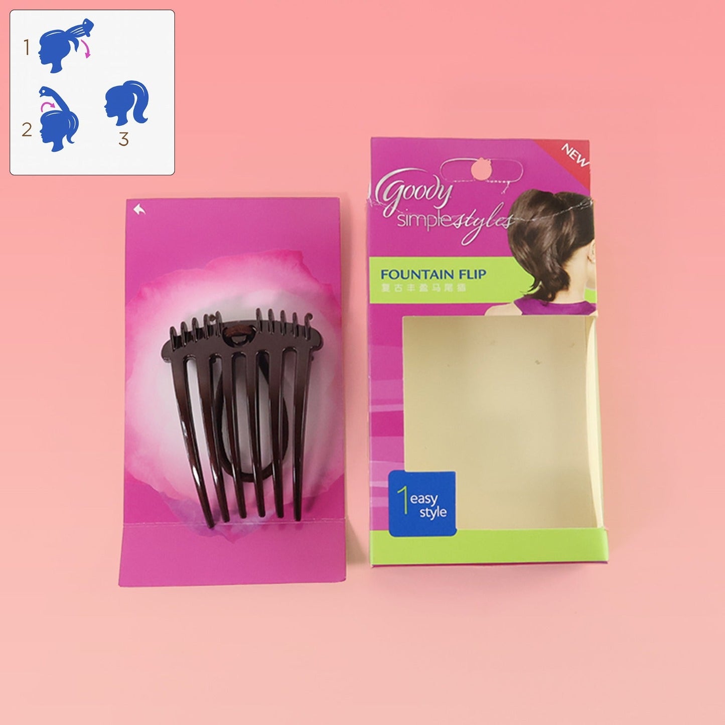 Woman using the Ponytail Comb to create a high, voluminous ponytail with ease.