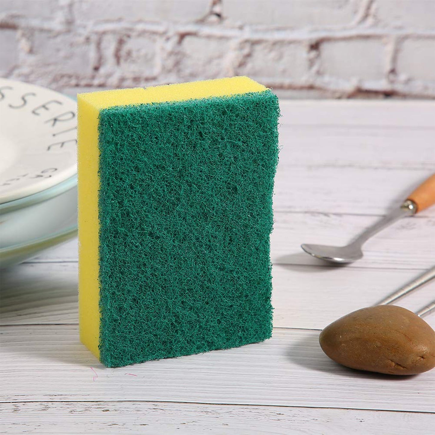 Close-up of the high-friction fibers on the multi-purpose scrub sponge.
