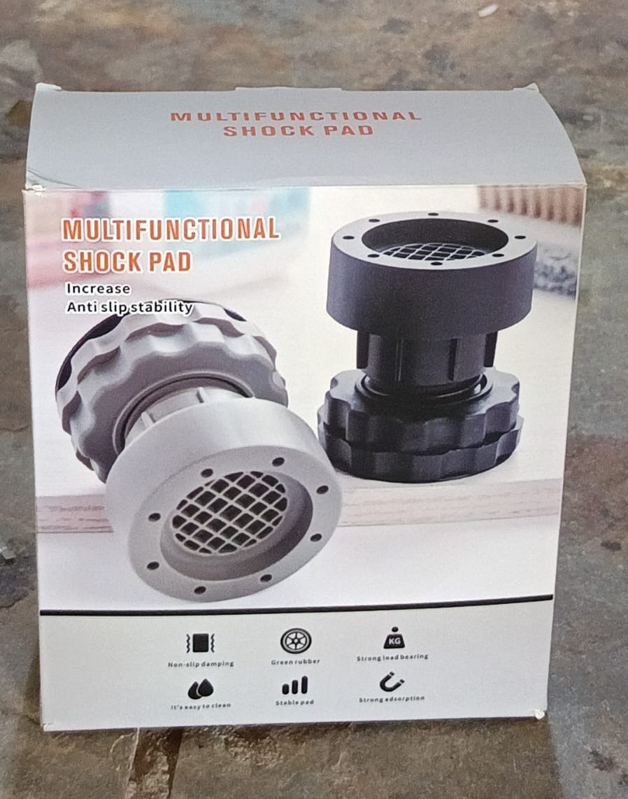A visual comparison illustrating how anti-vibration pads reduce shaking and noise from appliances.