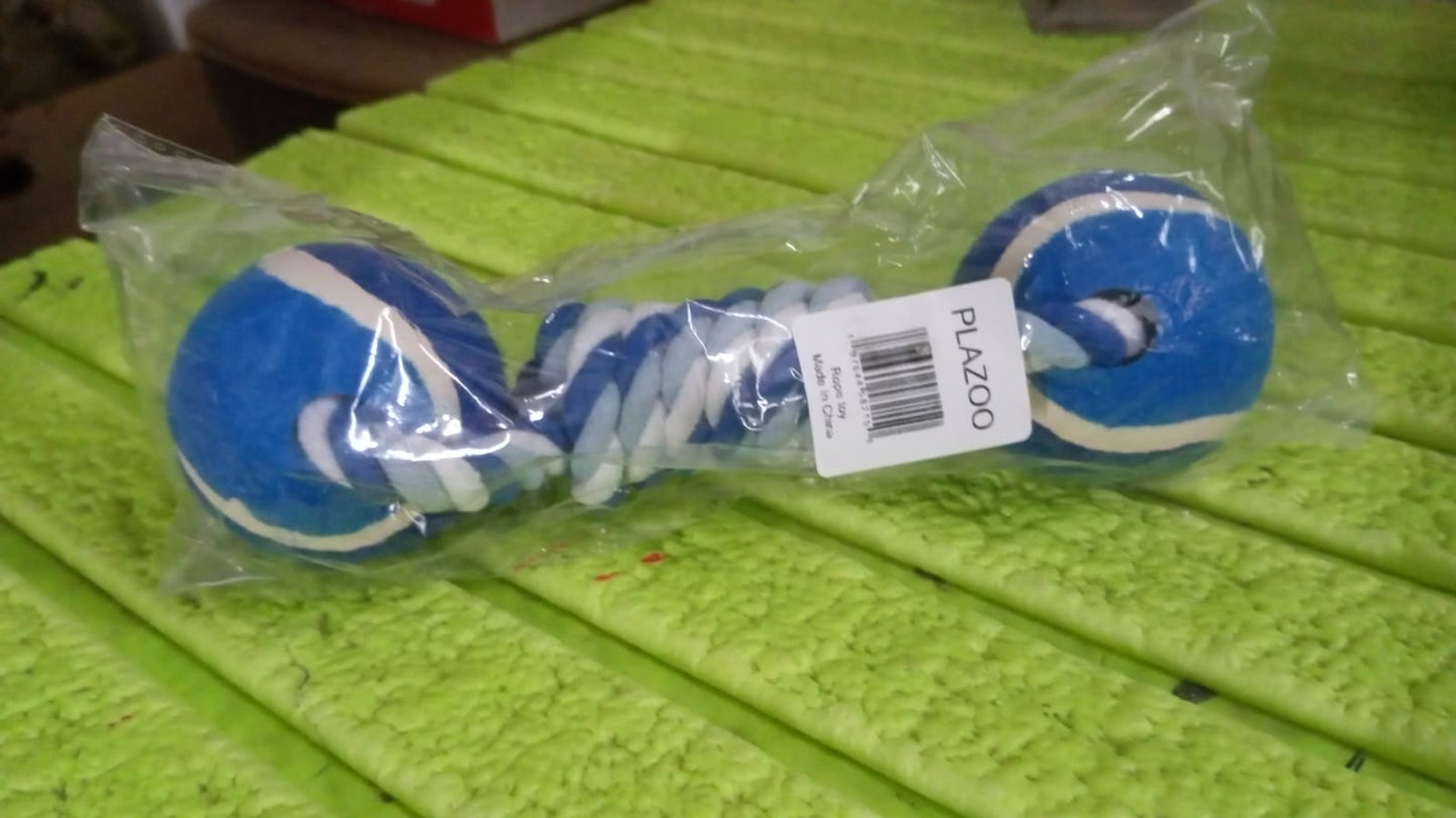 Various angles of the durable cotton rope dog toy for chewing.