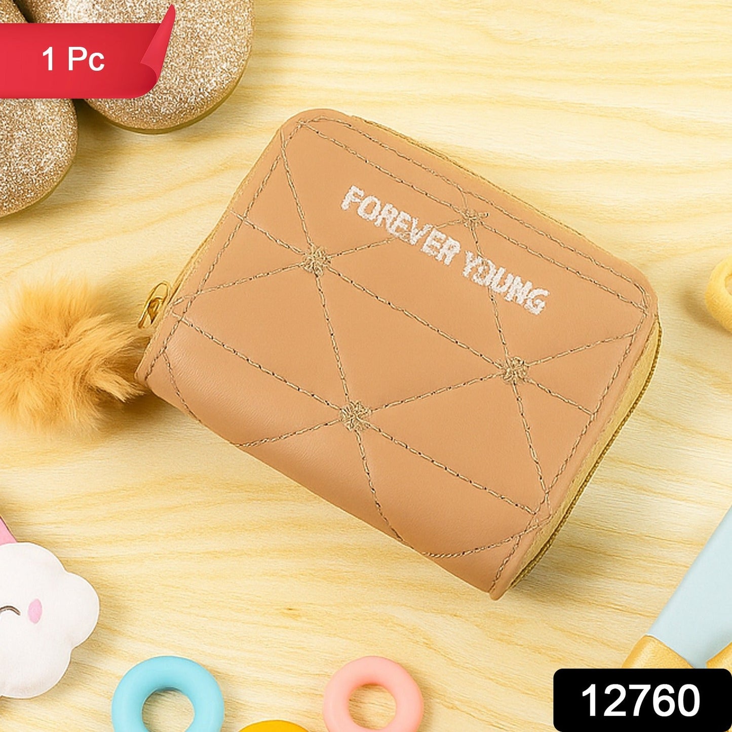 Compact kids pouch wallet for daily use with playful zip puller