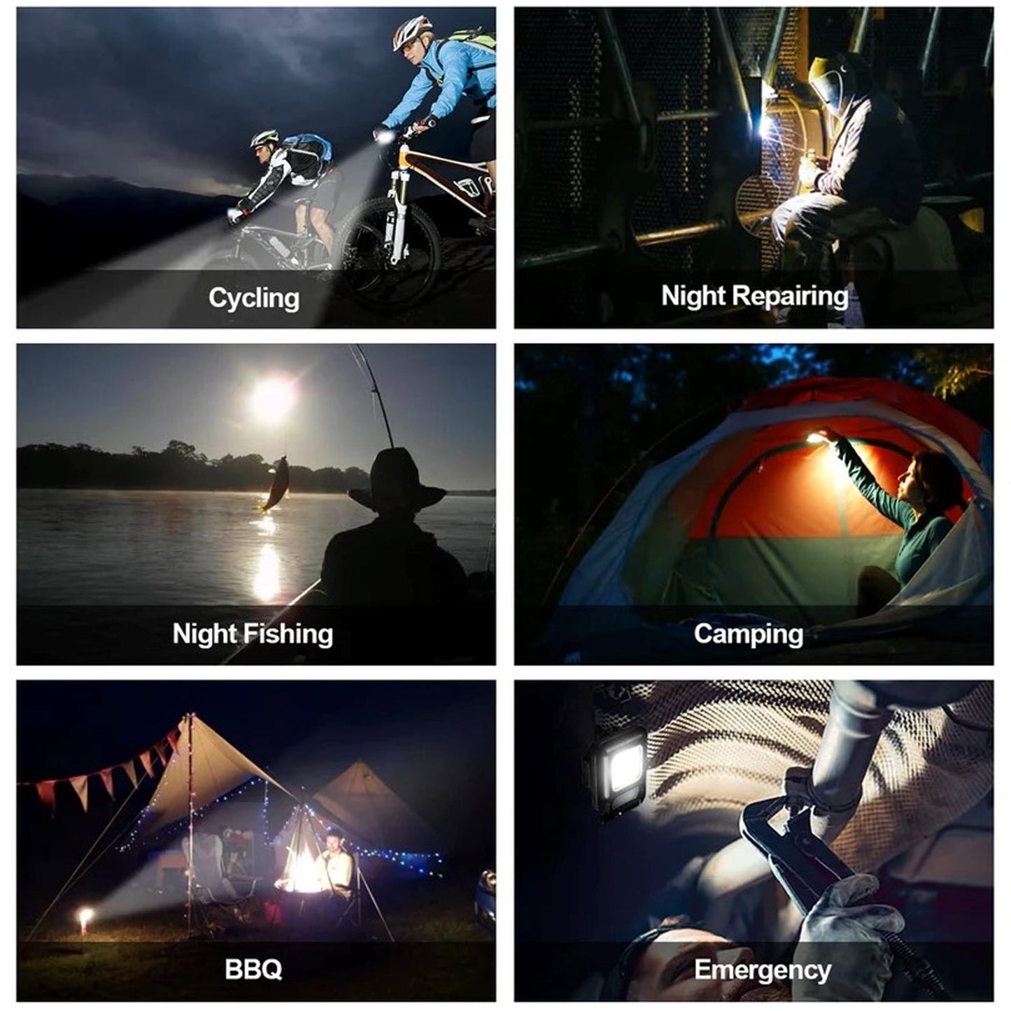 Person using the portable pocket light on a camping trip.