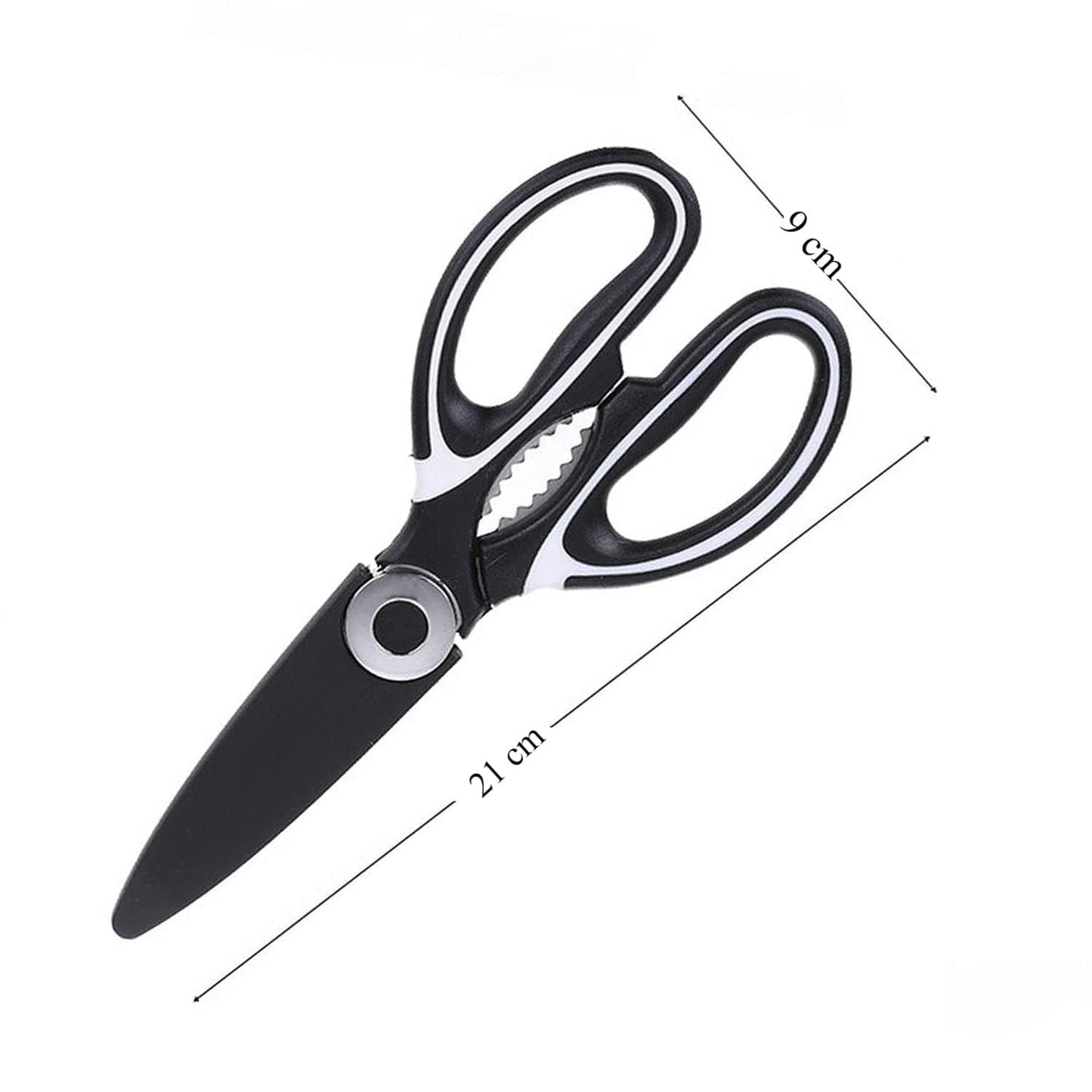 Diagram illustrating the dimensions and size of the Multi-Function Kitchen Scissor.