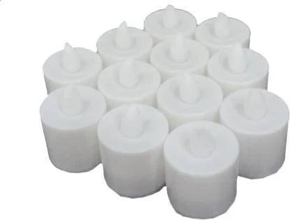 Safe, battery-operated white LED tealight candles for Diwali celebrations.