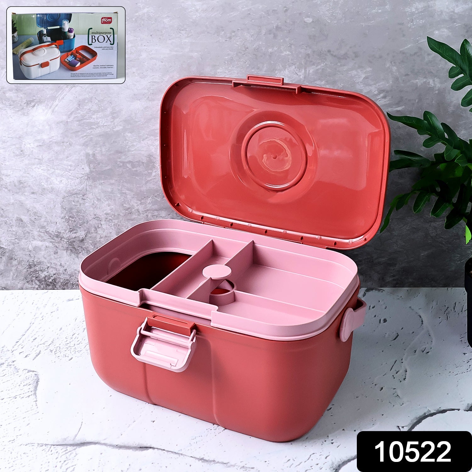 Plastic storage box featuring strong carry handle and secure locking system