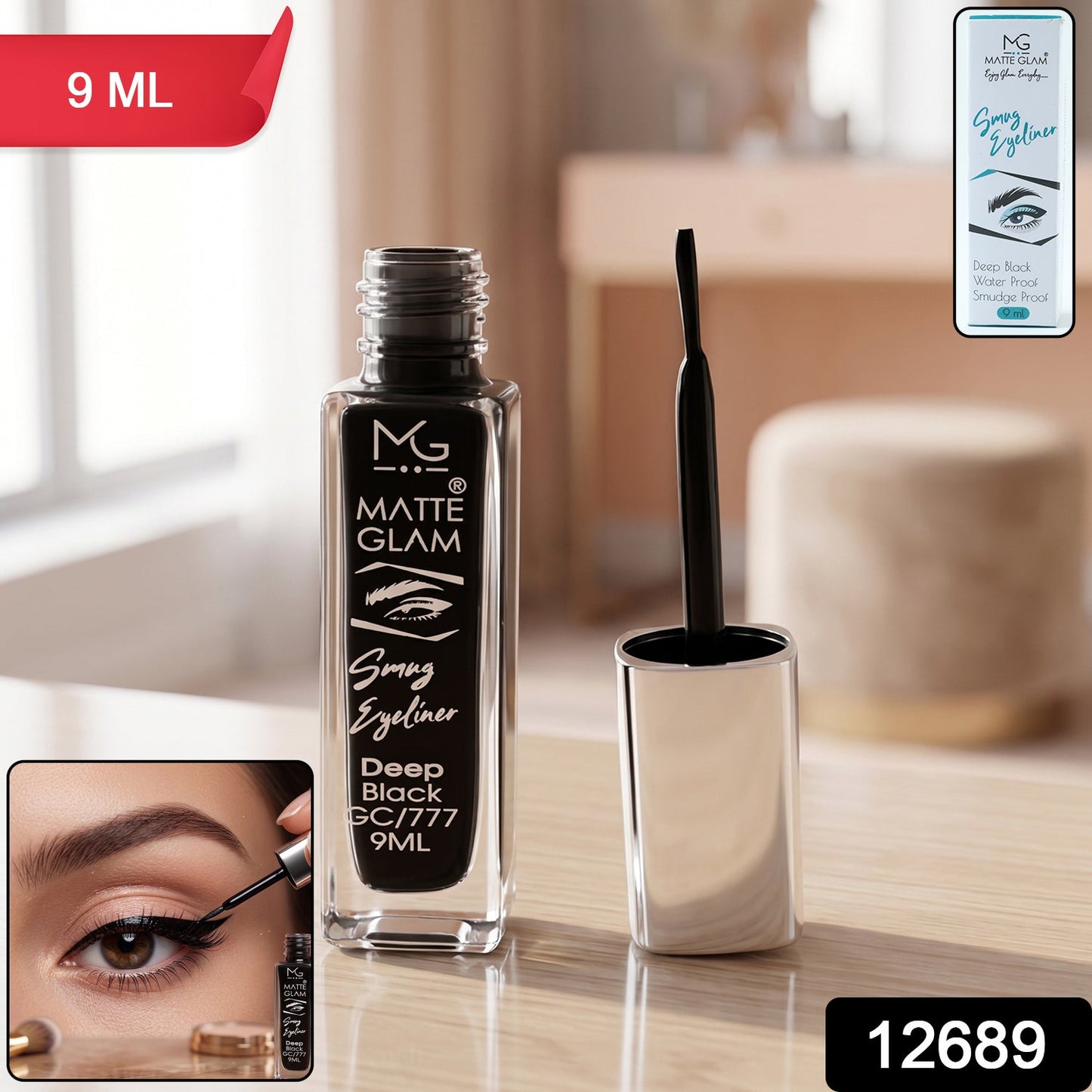 Close-up of smudge-proof matte eyeliner pen tip for precise application