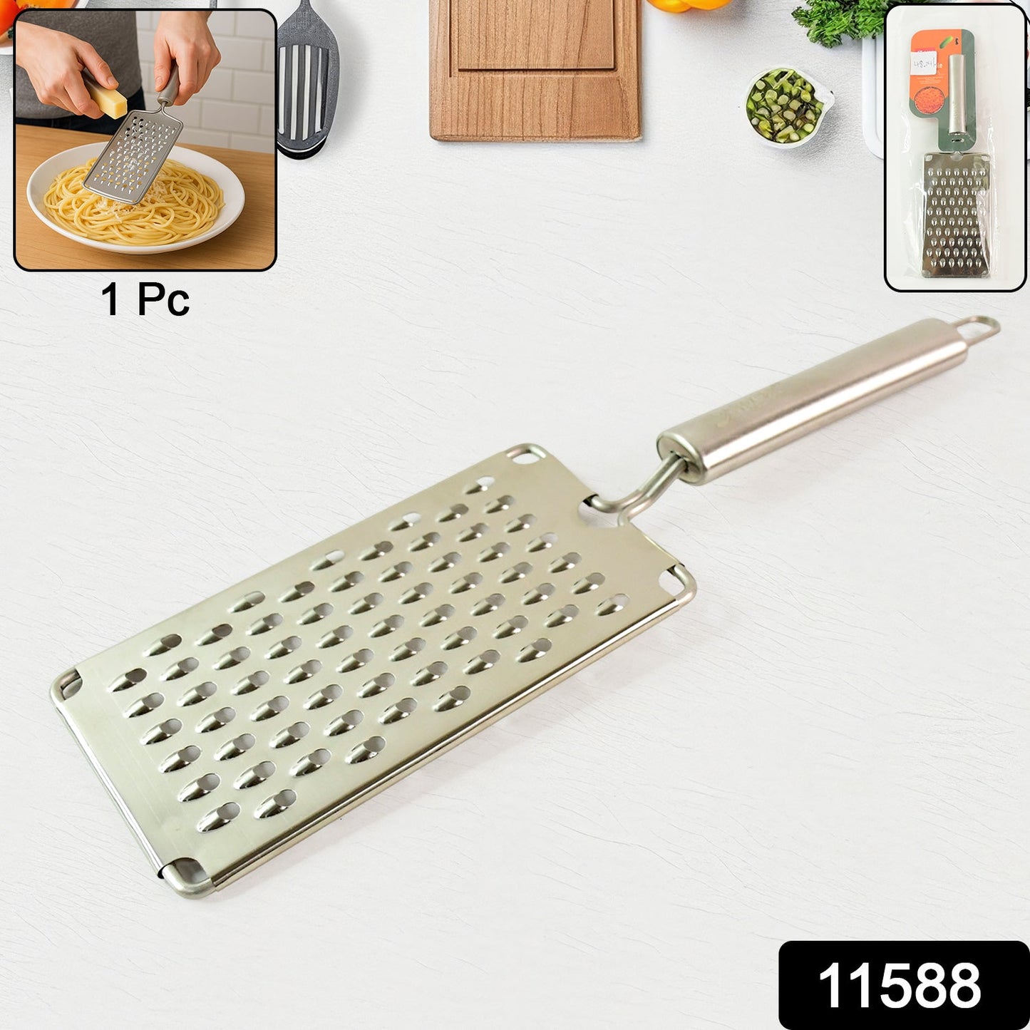 Close-up of ultra-sharp stainless steel blades on vegetable grater
