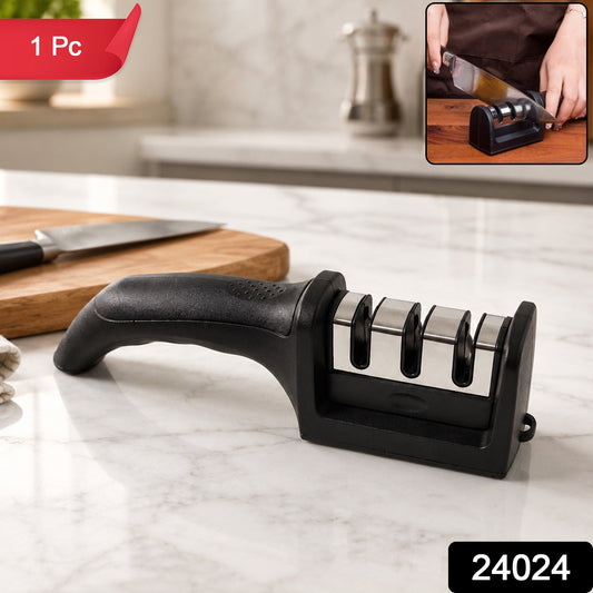 3 Stage Manual Knife Sharpener Tool for Steel and Ceramic Knives Kitchen (1 Pc) view 2